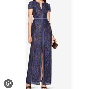 BCBGMaxAzria Navy and Black Lace Gown
